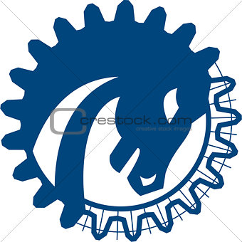 War Horse Head Gear Blue Print Retro