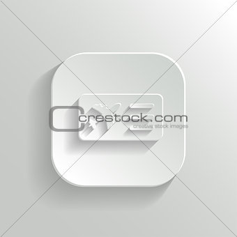Airplane ticket icon - vector white app button