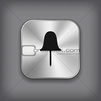 Paper push pin icon - metal app button