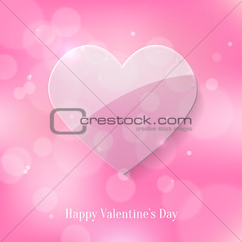 Glass Heart on Pink Bokeh Background