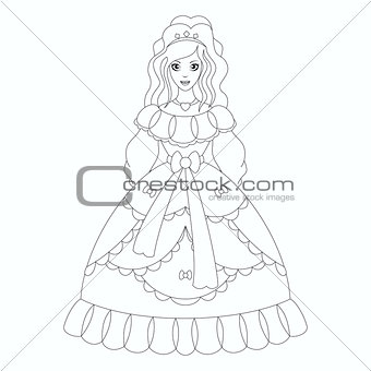 Beautiful princess, coloring book page