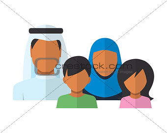 Arab Family members avatars in flat style