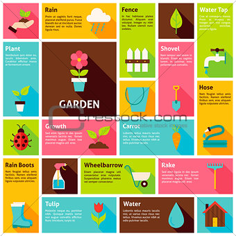 Flat Design Vector Icons Infographic Garden Nature Concept