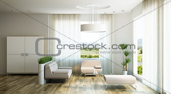 interior design of lounge room, 3d render