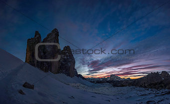 Night Landscape with Tre Cime Mountain