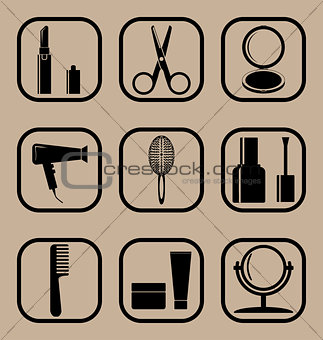 Beauty simple icons set