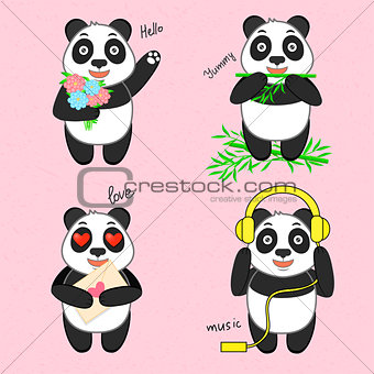 Panda set vector illustration