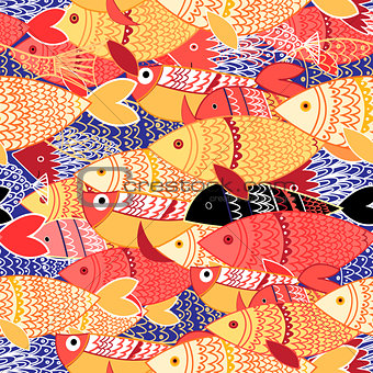 Seamless pattern of colorful fish