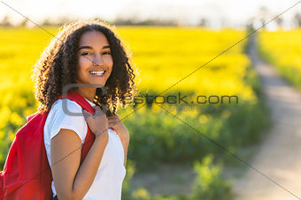 Mixed Race African American Girl Teenager Hiking