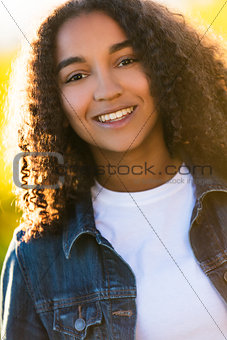 Mixed Race African American Girl Teenager in Sunshine