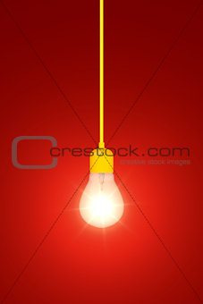 light bulb on a red background