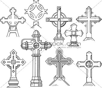 Set of Christian Cross Shapes