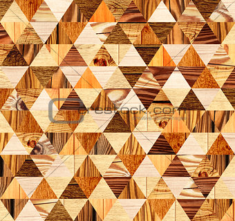 Grunge background with wooden triangles patterns 