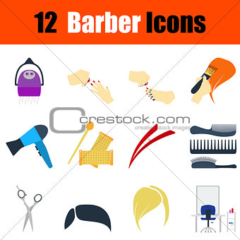 Flat design barber icon set