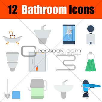 Flat design bathroom icon set