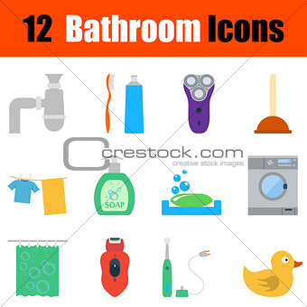 Flat design bathroom icon set