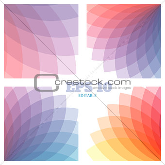 Abstract vector geometrical backgrounds set. Beautiful rainbow transparent colors.