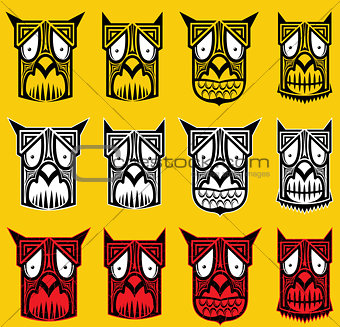 tribal scary halloween skull totem mascot vector illustration