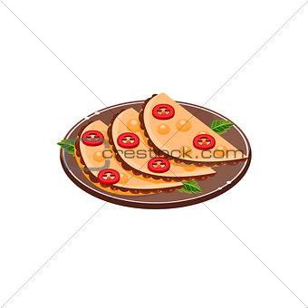 Three Quesadillas On Plate