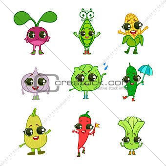 Vegetables Cartoon Characters Collection