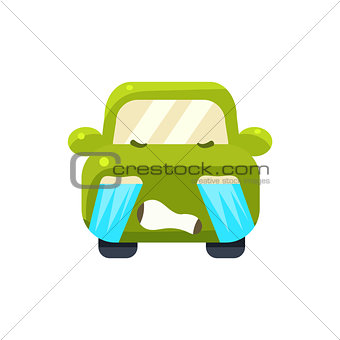 Tearful Green Car Emoji