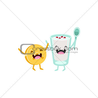 Yoghurt And Biscuit Cartoon Friends