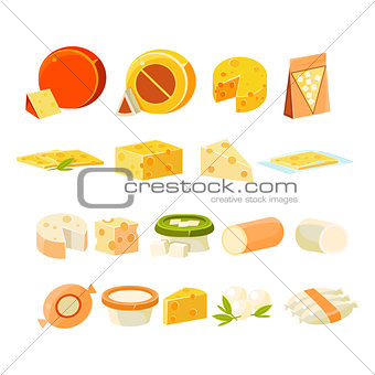 Different Cheese Icons Collection