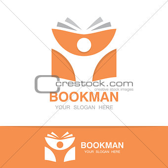 Vector open book and man logo. Education logo concept