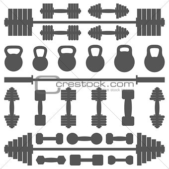 A set of equipment for the gym, vector illustration.