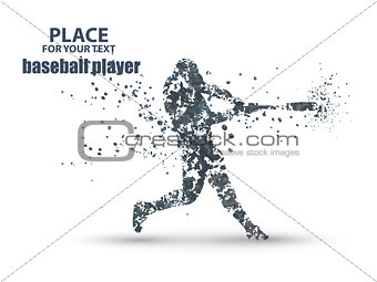 Baseball Batter Hitting Ball, particle divergent composition