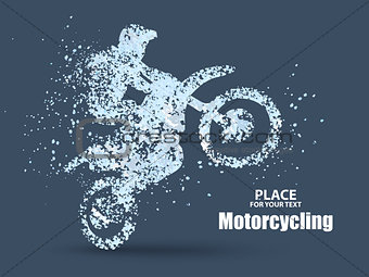 Particles of motorcycle riders,full enterprising across significance vector illustration.