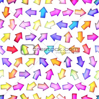 Seamless texture of abstract bright shiny colorful arrows,