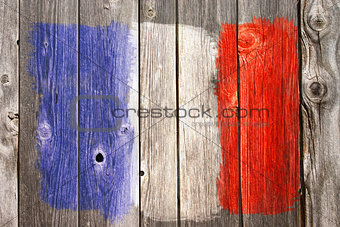 france colors on old wooden wound