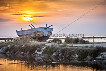Boat at the sunset