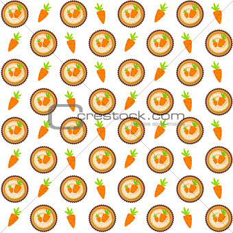Sweet Cakes with Carrot Seamless Pattern Background Vector Illus