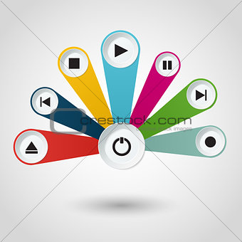 Imfographic with multimedia player buttons.
