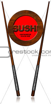 Sushi Japanese Cuisine - Wooden Symbol