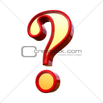 Red question mark. Isolated on white background. 3d rendering.