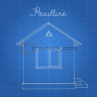 Drawing of the home on a blue background.