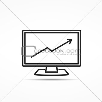 Computer with Graph Line Icon