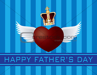 Father's Day with Crown and Flying Heart Illustration