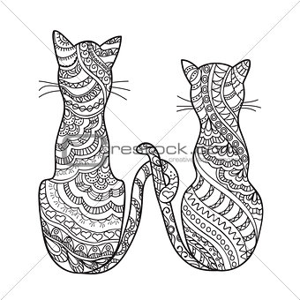 hand drawn decorated cartoon cats