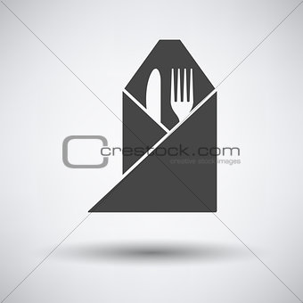 Fork and knife wrapped napkin icon