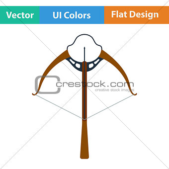 Flat design icon of crossbow