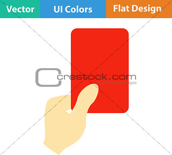 Icon of football referee hand with red card