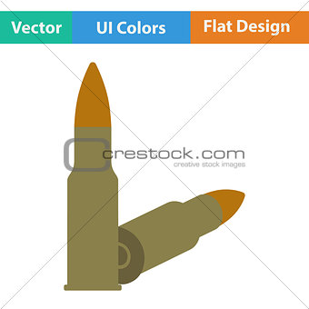 Flat design icon of rifle ammo 