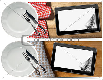 Kitchen Banners with Plate and Tablet