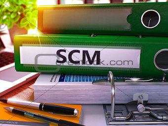Green Office Folder with Inscription SCM.