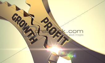 Golden Cog Gears with Profit Growth Concept.
