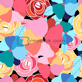 Seamless graphic pattern of flowers